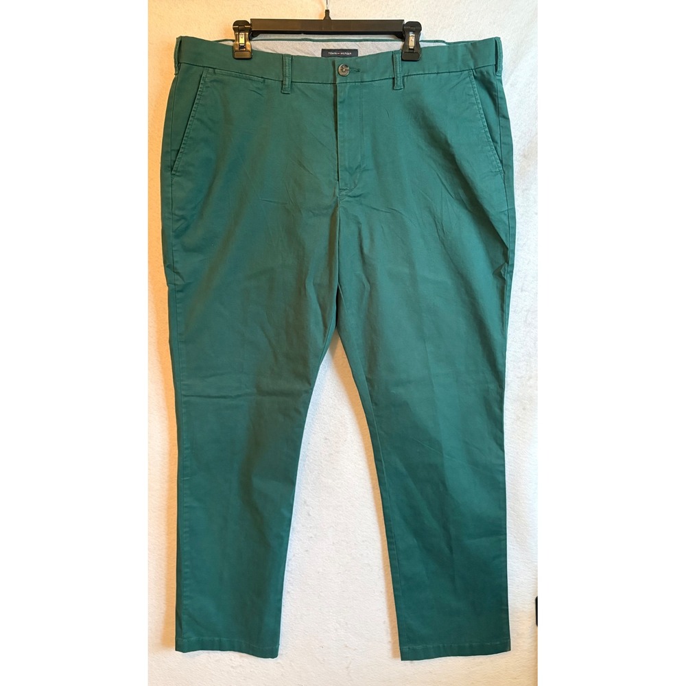 Tommy Hilfiger Mens‎ Green Chino Pants 40W 34L Stretch Cotton Trousers NWT